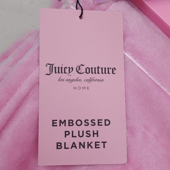 Juicy Couture Oversized Plush Throw Blanket Embossed 60"x90" Pink Twin - Picture 5 of 10
